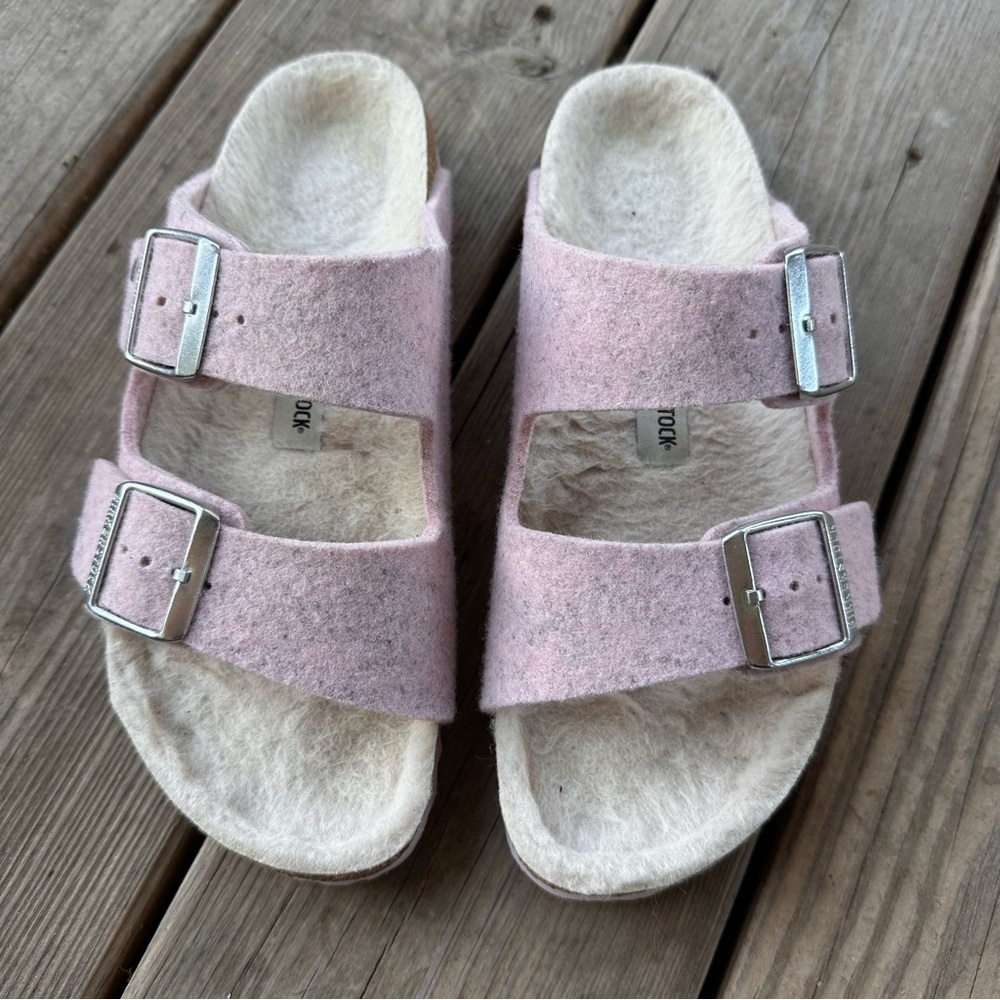Birkenstock Arizona Happy Lamb Wool Felt Sandals 6 37 - Picture 2 of 12